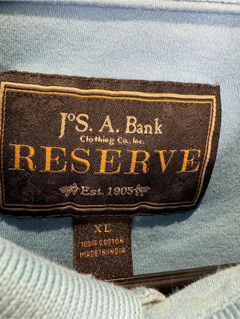 Jos A Bank Reserve Men’s XL Polo Short Sleeved Shirt Powder Blue Casual - Picture 6 of 7